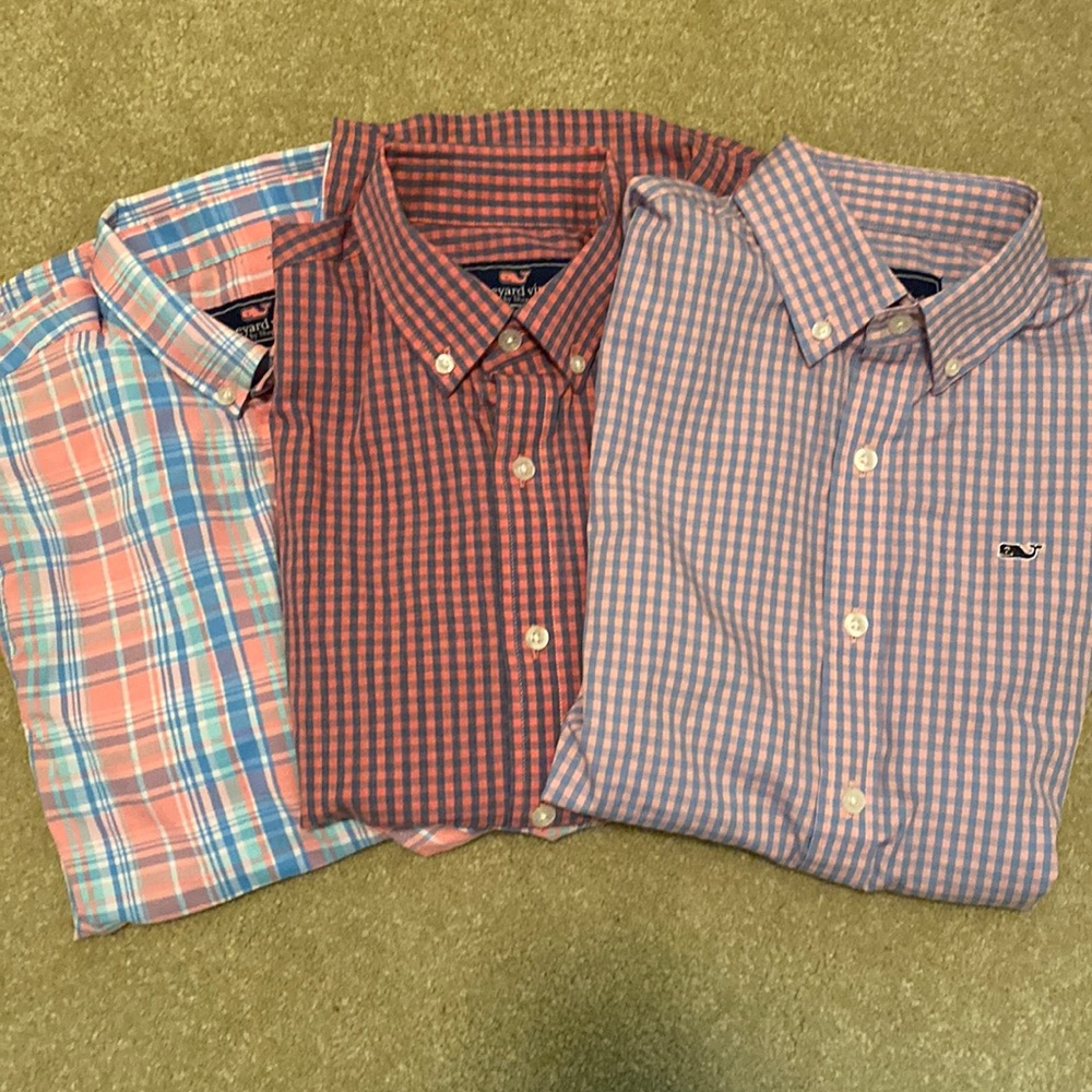 Lot of three boys medium vineyard vine dress shirts